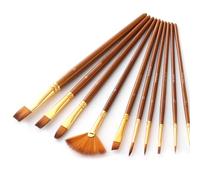 LUCKDANO Ensemble de 10 Pinceaux à Peinture - Poils en Nylon de Haute qualité pour Acrylique, Aquarelle, Peinture à l' - Différentes Tailles pour Artistes, Débutants et Enfants - Manche en Bois