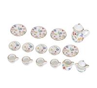 LUCKDANO Ensemble de thé en Porcelaine Miniature, Miniatures Dollhouse Porcelain Tea Tasse Tasse de Décor de Dessert Pâte à Gâteau de Gâteau Plaque Poupée Accessoires de Cuisine Poupée (Fleurs
