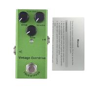 LUCKDANO Guitare électrique Vintage Overdrive Effets Mini Pédale Drive Volume Tonalité Contrôles 9 V DC 6,35 Mm Entrée Sortie Vert Aluminium Portable