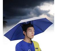 LUCKDANO Headwear Umbrella Cap Parapluie de 77 Cm avec Protection Solaire -vent monté sur la Tête - Parapluie Pliable sur le Dessus pour les Activités de Plein Air, la Pêche et Plus Encore, Bleu