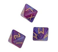 LUCKDANO Hometu Rune Dice Lot de 3 Dés Runes à 8 Faces - Apprentissage de l'astrologie et Divination Individuelle, Matériau Acrylique Durable, Cadeau Parfait pour Les Amis et la Famille (Bleu Violet)