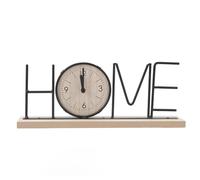 LUCKDANO Horloge de Bureau, Horloge de Table d'art en Fer au Design de Lettre Moderne avec Bois Composite, Ornement Décoratif à Piles pour Salon, Chambre à Coucher, Bureau (Version Accueil)