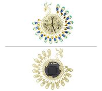 LUCKDANO Horloges Paon en Fer, Horloge Murale Moderne, Silencieuse, tac, pour Décoration de Salon, Conception à économie d'énergie avec Strass