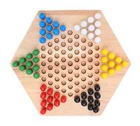 LUCKDANO Jeu de Dames Chinoises en Bois coloré, Jeu de société pour Adultes et Enfants, Famille avec échiquier à 6 Faces, 10 Pièces de 6 Couleurs de Chaque