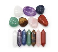 LUCKDANO Kit de 14 Cristaux de qualité Supérieure - Ensemble de 7 Chakras avec Colonne Hexagonale Labradorite pour Massage Spirituel et Yoga - Cadeau Parfait pour l'équilibre et l'harmonie