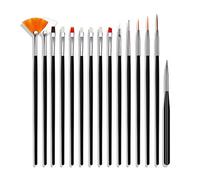 LUCKDANO Kit de 15 Pinceaux à Ongles - Ensemble de Pinceaux Professionnels pour Gel UV et Ongles Français, Comprend un Liner et des Stylos à Points, Parfaits pour la Conception de Nail Art à Faire