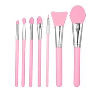 LUCKDANO Kit de 7 Pinceaux de Maquillage en Silicone, Outils de beauté Portables et Souples pour un Voyage Inoubliable (PINK)