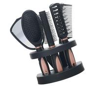 LUCKDANO L'ensemble Brosse à Cheveux et Miroir Professionnel Healthcom 5PCS Comprend un Peigne Plat, une Brosse Ronde, un Peigne de Massage et un revitalisant. Convient à Toutes les Coiffures, (PINK)