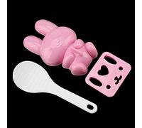 LUCKDANO Lot de 3 Moules à Riz pour Sushi en Forme de Lapin de Dessin animé - Outil de Fabrication d'onigiri en PP de qualité Alimentaire pour Enfants, Moules à Boules de Riz Faciles à Bricoler -