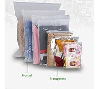 LUCKDANO Lot de 50 Sacs en Plastique Givrés à Fermeture éclair - Sacs de Rangement à Fermeture Refermable pour Vêtements, T-shirts et Accessoires - Organisateurs Imperméables de Haute qualité