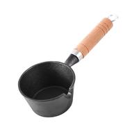 LUCKDANO Mini Cast Iron Mini Pot à Beurre - Bec Anti-Goutte en Fonte Robuste, Poêle à Omelette avec Manche en Bois pour Une Cuisine Facile à Domicile