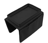 LUCKDANO Plateau de canapé avec Bras Pliable, Support de Rangement, Table en Tissu Oxford 600D, Poches Latérales pour canapé Gris (BLACK)