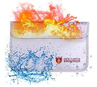 LUCKDANO Pochette de Rangement Ignifuge à Double Fermeture éclair - Revêtement en Silicone, Rangement Résistant à l'eau pour Espèces, Bijoux, Passeports et Documents Importants - Légère et Portable