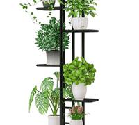 LUCKDANO Présentoir à 6 Niveaux pour Plantes - Support de Rangement en Métal Robuste pour Plantes en Pot - Support de Jardinière Peu Encombrant pour Une Utilisation Intérieure et Extérieure (Gris