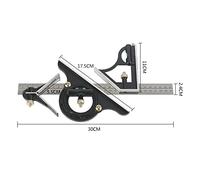 LUCKDANO Règle d'angle carré Combinée Professionnelle de 300 Mm - Équerre de Niveau en Acier Inoxydable de Haute Précision avec Mesure à 45 ° - Outil de Mesure Multifonctionnel Essentiel pour le