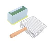 LUCKDANO Scoop de Litière pour Chat en Métal, Scoop de Litière en Acier Inoxydable Scooper Scooper Chaton Poop Tamis avec Porte-Caca de Chat pour Le Coffret pour pour