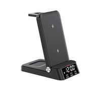 LUCKDANO Support de Charge 4 en 1 avec Horloge, Station de Charge Magnétique sans Fil Rapide 15 W pour /, Support et Station de Pliable pour Téléphone (B)