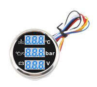 LUCKDANO Voltmètre Numérique de Pression d'huile de Température de Bateau, 52mm, Ensemble de Jauges Numériques, IP67, Compatible avec les Voitures, Camping-cars, Bateaux, Motos (Cadran noir