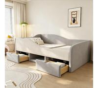 luckdect Canapé Lit 90x190 avec Rangement, lit Banquette avec 2 Tiroirs et gardes, Cadre de Lits 90x190 avec Sommier à Lattes en métal, Tissu Velours, sans Matelas
