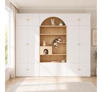 luckdect Ensemble de 3 Meubles,2 Armoires et 1 Arbre à Chat avec Niche pour Chat,Penderie avec Tringle,Etagères,pour Chambre Salon Entrée