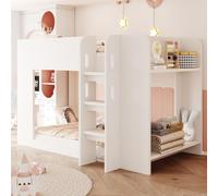 luckdect Lit Superposé Enfant en Bois 90x200, Lit Mezzanine 1 Place avec Espace de Rangement Escalier, grilles de sécurité et barrière de sécurité, lit inférieur Librement aménageable, Lit Enfant