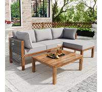 luckdect Salon de Jardin ExtéRieur 3 PièCes en Forme de L,Ensemble de Meubles Jardin 3-4 Places,Fauteuil Inclinable,Canapé,Table Basse,Pieds Réglables,Mobilier Modulaire pour Balcon Terrasse Veranda