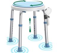 Luckfaith LC01 Chaise de Douche Pivotante 360° Réglable en Hauteur - Tabouret de Douche Antidérapant en Aluminium, Siège de Bain Léger pour Seniors et Personnes à Mobilité Réduite