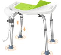 Luckfaith LC02 Tabouret de Douche Réglable en Hauteur - Chaise de Douche Antidérapante en Aluminium avec Assise Courbée, Siège de Bain Léger pour Seniors et Personnes à Mobilité Réduite, Jaune