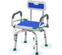 Luckfaith LC04 Chaise de Douche Pivotante 360° - Siège de Douche Réglable avec Dossier et Accoudoirs Relevables, Tabouret de Bain Antidérapant en Aluminium pour Seniors et Personnes à Mobilité Réduite