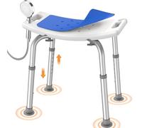 Luckfaith LC06 Tabouret de Douche Réglable 6 Niveaux - Tabouret de Bain Léger avec Assise Courbée, Siège de Douche Antidérapant pour Seniors, Personnes Handicapées et Femmes Enceintes, Bleu