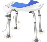Luckfaith Tabouret de Douche à Hauteur Réglable - Siège de Bain Léger avec Assise Courbée, Siège de Douche Antidérapant pour Seniors, Personnes Handicapées & Femmes Enceintes, Bleu