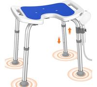 Luckfaith Tabouret de Douche Réglable 6 Niveaux - Tabouret de Bain Léger avec Assise en U, Siège de Douche Antidérapant avec Support Pommeau, pour Seniors, Personnes Handicapées et Femmes Enceintes