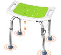 Luckfaith Tabouret de Douche Senior, Chaise de Douche Antidérapante Réglable en Hauteur Jusqu’à 158 kg, Compacte avec Poignées Intégrées pour Petites Douches et Mobilité Réduite