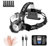 LUCKFEN Lampe Frontale Led Ultra Puissante Rechargeable avec Capteur de Mouvement - 120000 Lumens Laser Blanc, Zoom Étirable, Batterie 9000mAh, 3 Modes - Idéal pour Camping, Randonnée, Pêche, Jogging