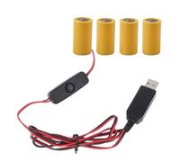 LUCKGONI Batterie factice USB vers 6 V LR14 C de 97 cm pour 4 piles LR14 C pour jouet, contrôleurs, chauffe-eau à gaz, torches
