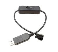 LUCKGONI Câble adaptateur d'alimentation USB vers PWM 4 broches 5 V vers 12 V Boost Line USB gainé pour ventilateur PC avec interrupteur ON