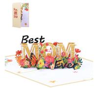 LUCKGONI Carte de vœux 3D « Best Mom Ever » pour la fête des mères - Accessoire pour mariage, fête d'anniversaire