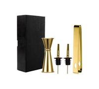 LUCKGONI Ensemble d'outils de barman en acier inoxydable de qualité supérieure avec pince à glace, becs verseurs et tasse à mesurer pour la fabrication de cocktails à la maison, pubs, cocktails