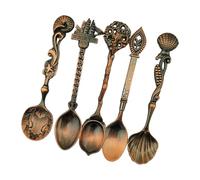 LUCKGONI Lot de 5 cuillères rétro en alliage - Ustensiles de cuisine robustes - Collection pour salle à manger élégante