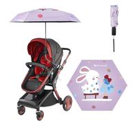 luckhycz Ombrelle Universelle Poussette, 90 cm Parasol Poussette Bébé Universelle, Protection UV 50+, Parapluie de Protection Solaire pour Landau avec Pince Réglable (Lapin)