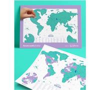Luckies Carte à gratter fluo | Carte de voyage et monde à gratter | Cartes à gratter | Carte de voyage | Vert