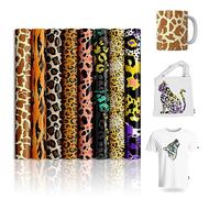 LUCKIGUCK Lot de Feuilles d'encre de Transfert infusible Léopard 8 pièces Papier de Sublimation Teint pré-imprimé 12" X 12" Repassage sur T-Shirt et Tasse