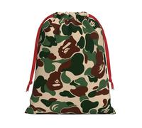 Luckily&Day Aniaml Sac cadeau personnalisé en velours doux avec cordon de serrage pour femme Motif camouflage Vert