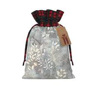 Luckily&Day Blue Grace Flora Sac cadeau de Noël avec cordon de serrage pour fête, festival, sac en toile réutilisable amusant, 1 pièce