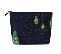 Luckily&Day Bottles in the night sky Print Cosmetic Bag for Women Makeup Bag Fashion Travel Bag with Large Storage Gifts for Women, Black, One Size, Noir/blanc, One Size