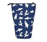 Luckily&Day Divers Poissons de Mer Imprimés Vertical Rétractable Pochette Fantaisie Stand Pop Up Sac Unique Télescopique Pochette pour Bureau Maquillage, Noir/blanc, One Size, télescopique