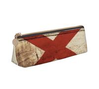 Luckily&Day Drapeau de l'État de l'Alabama sur vieux grain de bois imprimé carte postale pochette triangulaire personnalisée pochette cosmétique en cuir élégant pochette compacte à fermeture éclair,