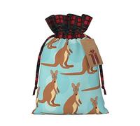 Luckily&Day Funny for Kangaroo Zoo Print Sac cadeau de Noël avec cordon de serrage pour fête, festival, sac en toile réutilisable amusant, 1 pièce, petit