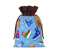 Luckily&Day Hockey Elements Creative Print Sac cadeau de Noël avec cordon de serrage pour fête d'anniversaire drôle sac en toile réutilisable 1 pièce