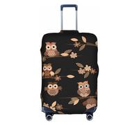 Luckily&Day Housse de protection élastique pour bagage de voyage Motif chouettes Marron 45,7 à 81,3 cm, Blanc, X-Large